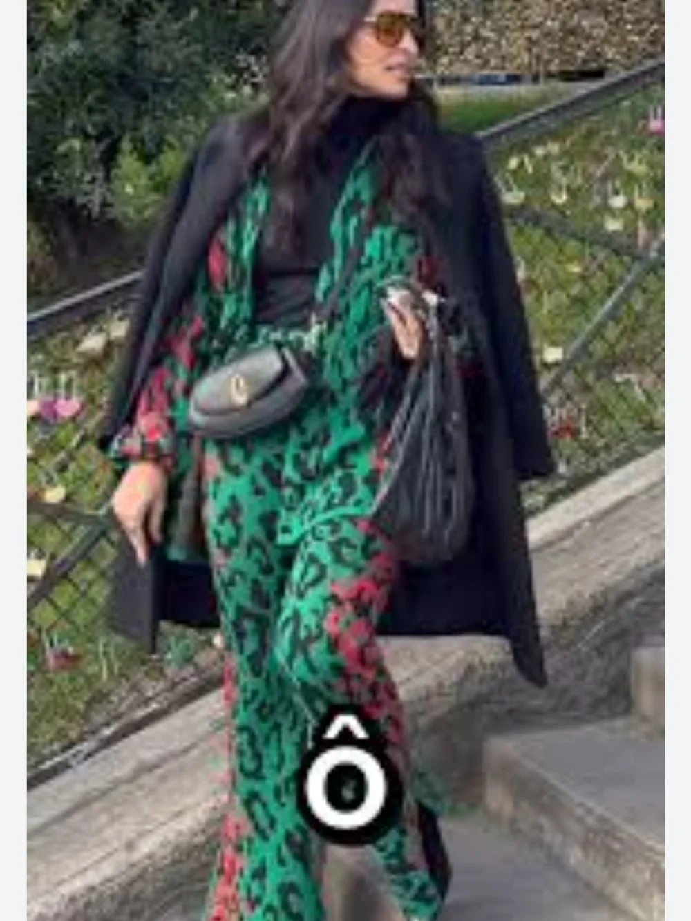 CHANEL Green and Burgundy Leopard-Print Wide-Leg Knit Pants